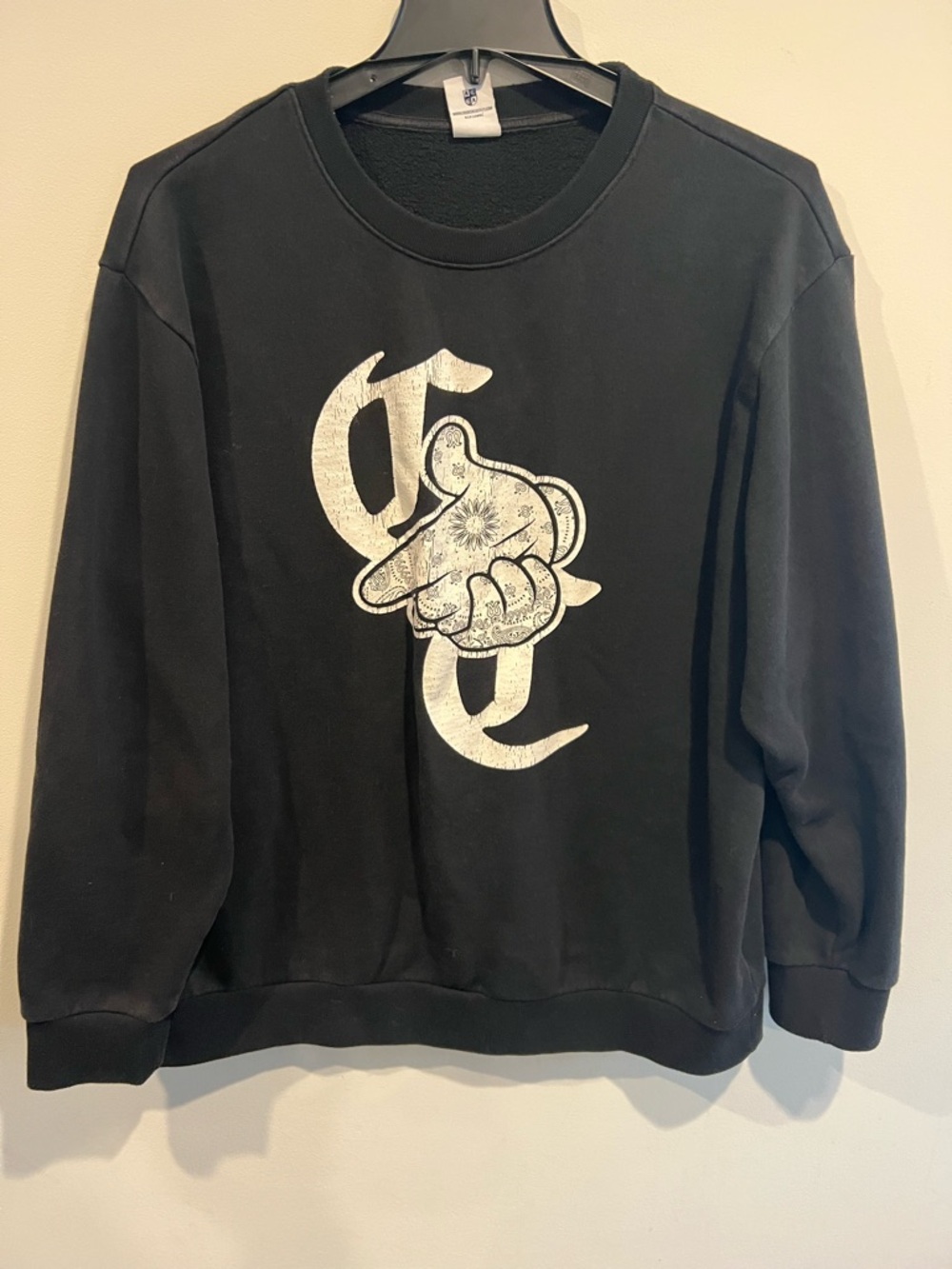 Black Graphic Crewneck Sweatshirt